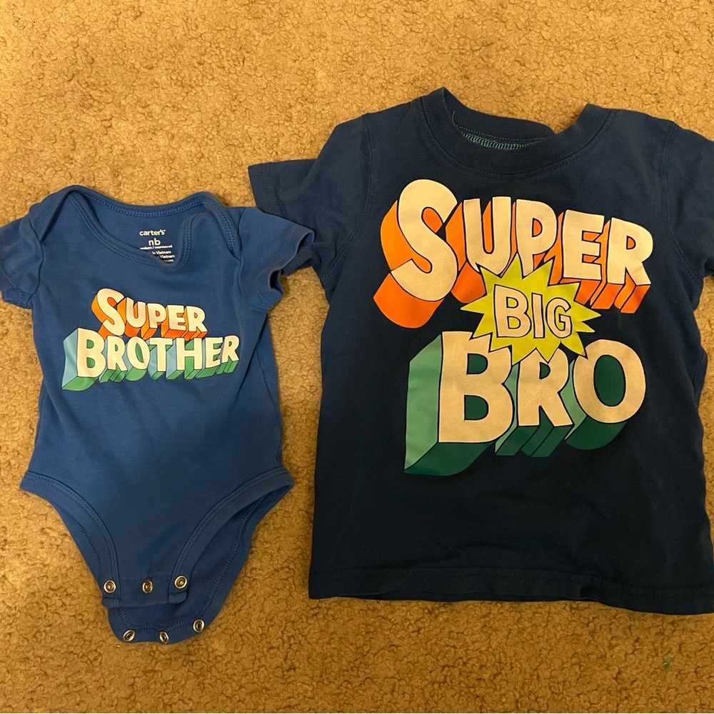 Matching newborn and 2T brother shirts